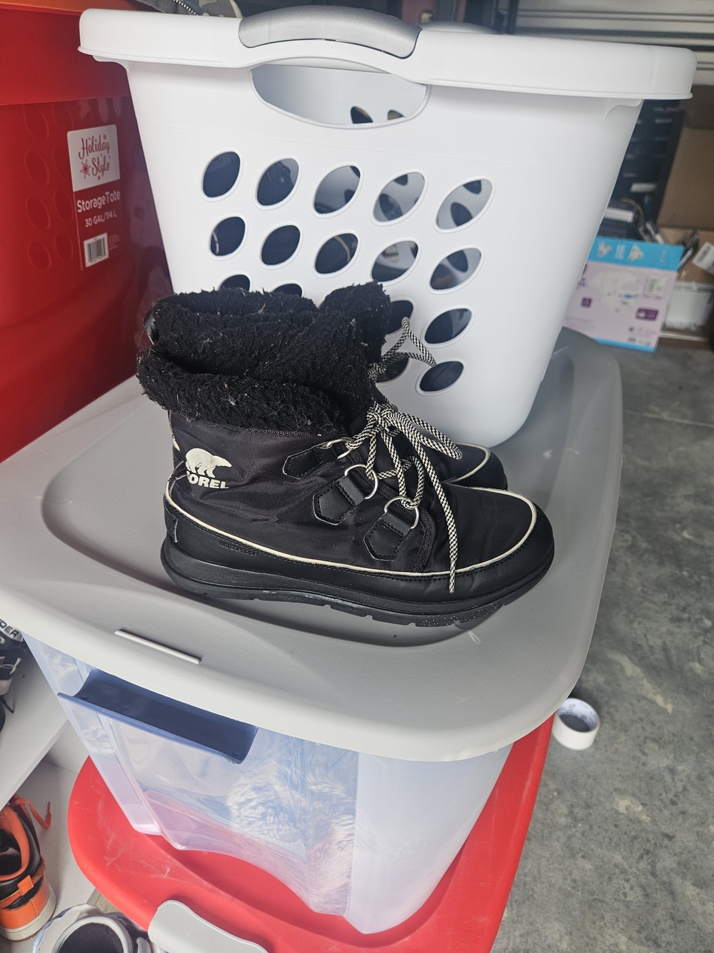 Sorel Explorer Carnival Winter Boots Women's US 9 Black Waterproof Insulated Fur